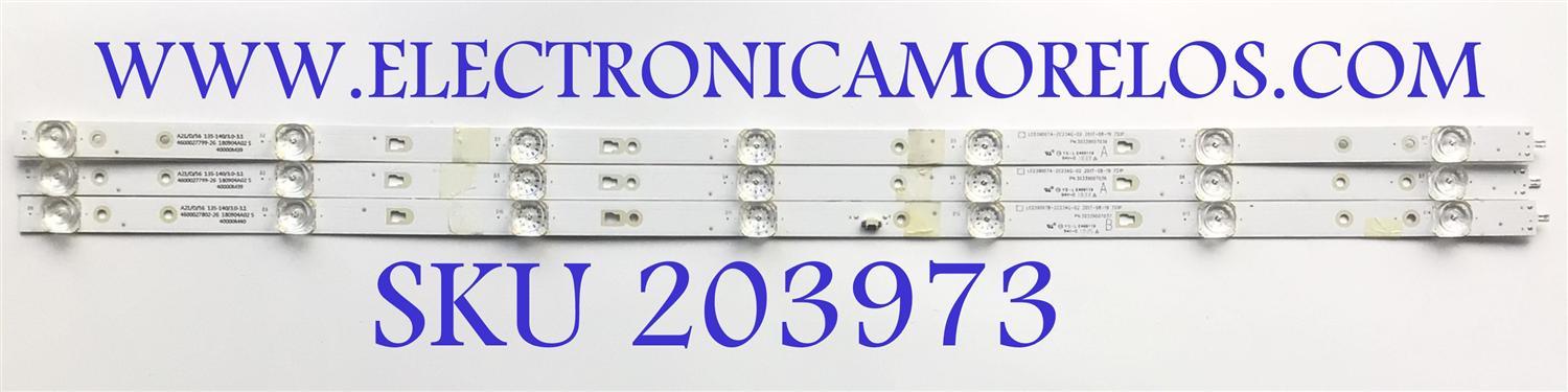 KIT DE LEDS PARA TV JVC ( 3 PZ ) / NUMERO DE PARTE 30339007037 / LED39D07B-ZC23AG-02 / 4600027802-26 / 180904A02 S / 40000M40 / PANEL V400HJ6-PE REV.C3 / MODELO LT-40MAT588